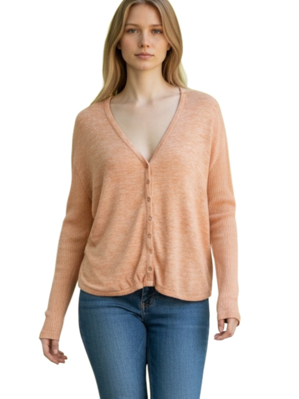 GAP Women's Light Orange Button-Down Shirt